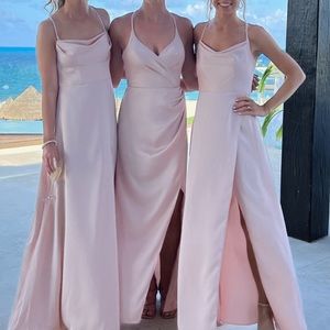 Azazie Geanna English rose stretch satin bridesmaids dress